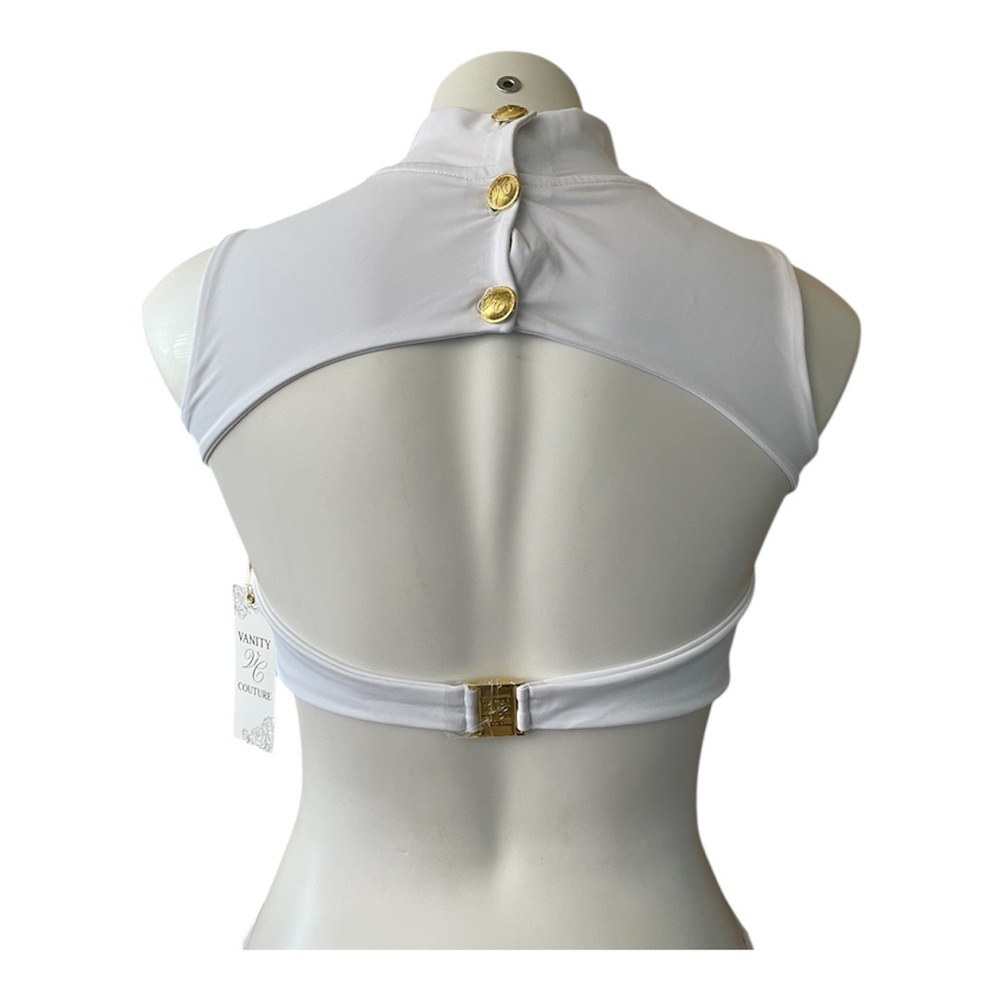 NWT High Neck One Piece Monokini Swimsuit Cut Out White Large - Picture 10 of 16